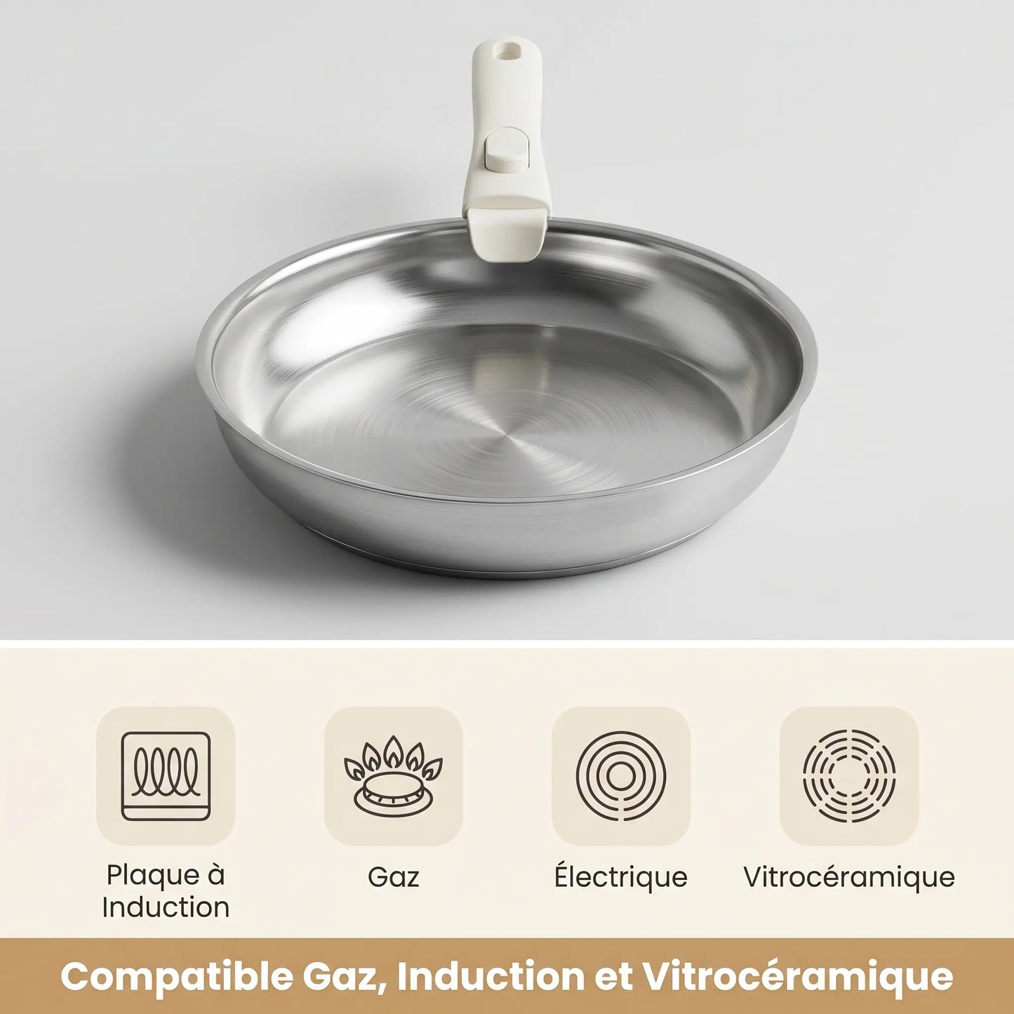 Batterie de cuisine inox – Set 9 pièces avec poignée amovible MAISON INOX