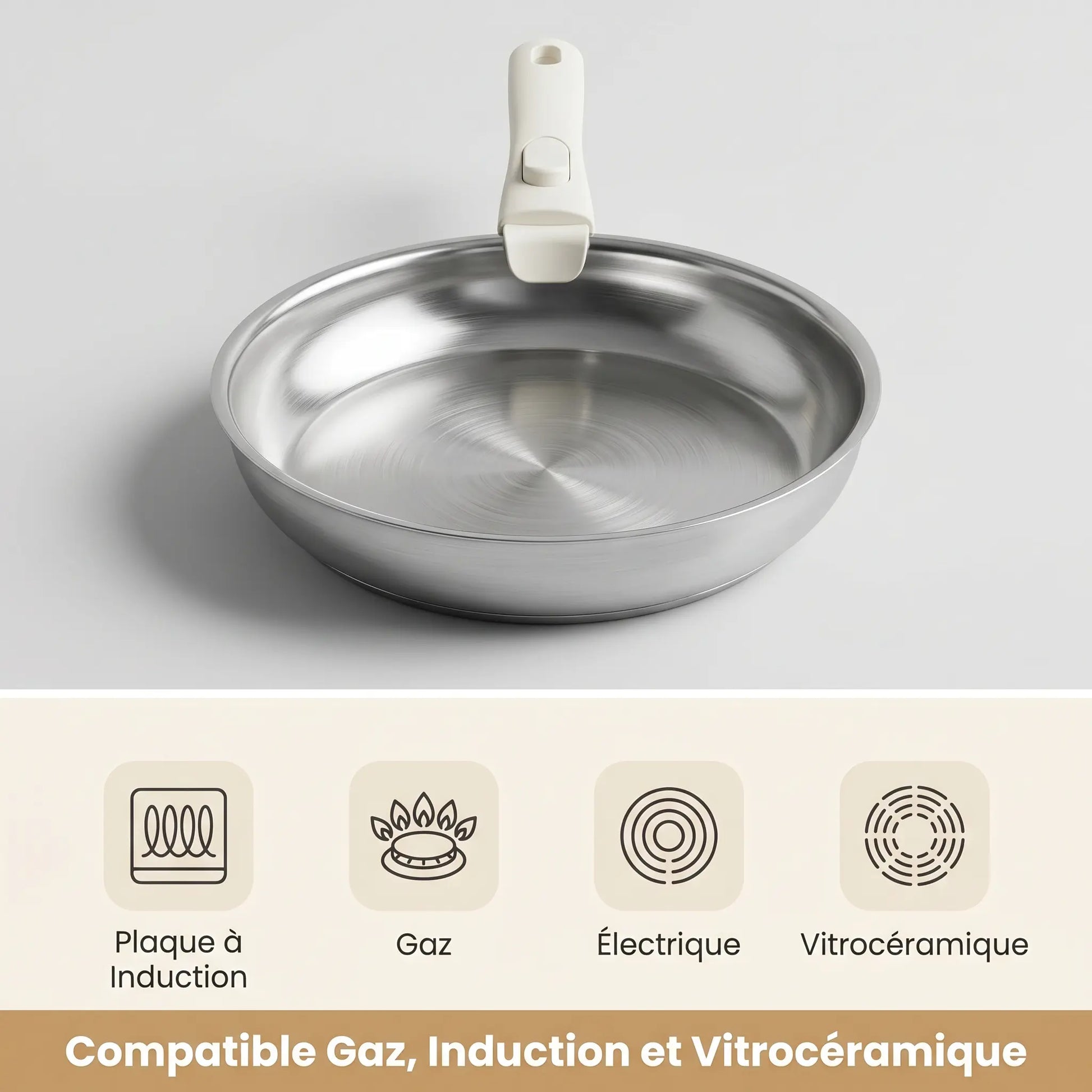 Batterie de cuisine inox – Set 9 pièces avec poignée amovible MAISON INOX