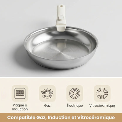Batterie de cuisine inox – Set 9 pièces avec poignée amovible MAISON INOX