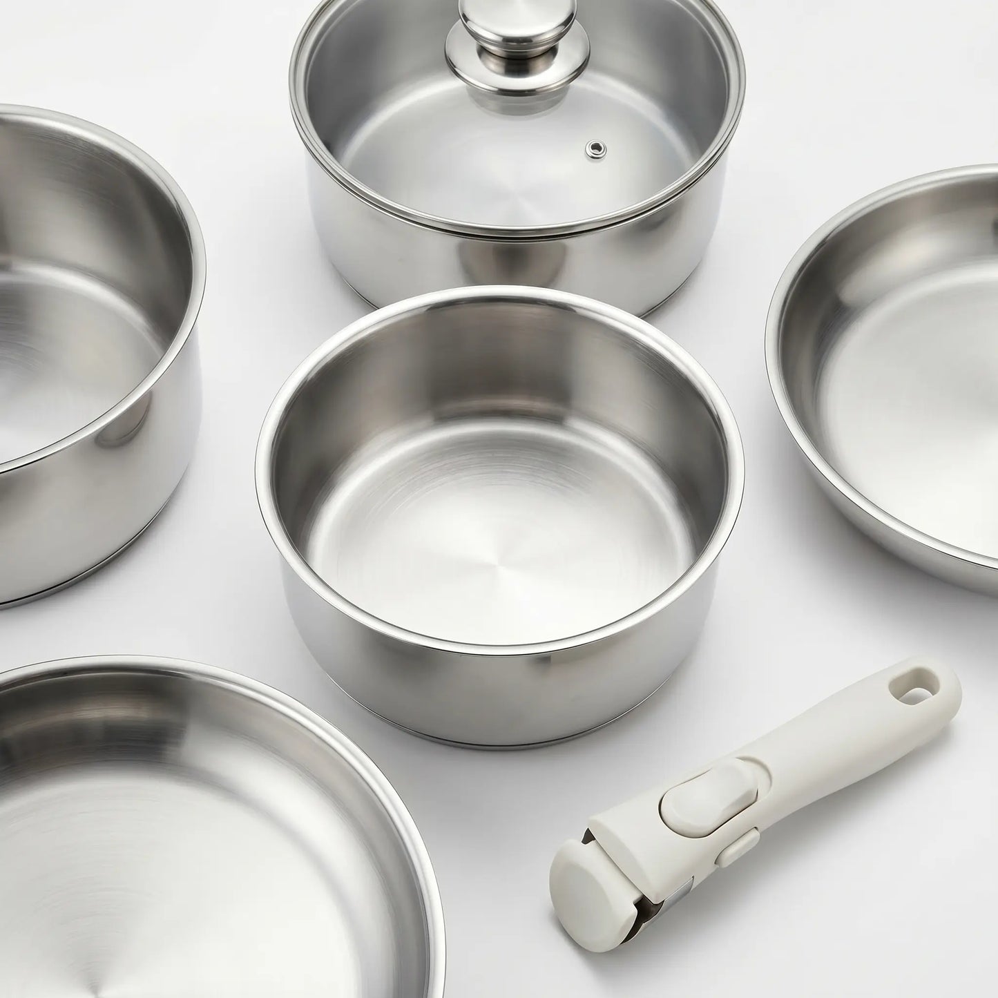 Batterie de cuisine inox – Set 9 pièces avec poignée amovible MAISON INOX