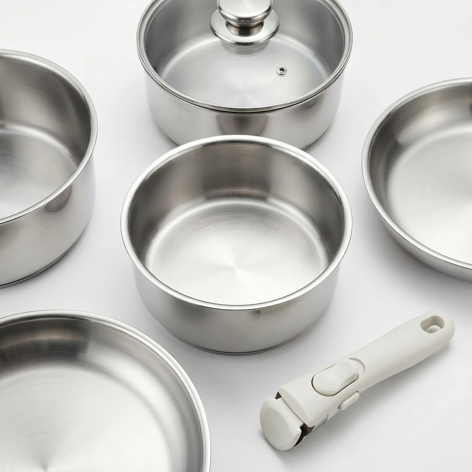 Batterie de cuisine inox – Set 9 pièces avec poignée amovible MAISON INOX