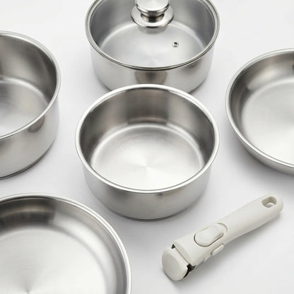 Batterie de cuisine inox – Set 9 pièces avec poignée amovible MAISON INOX