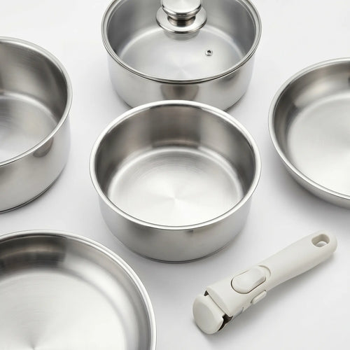 Batterie de cuisine inox – Set 9 pièces avec poignée amovible MAISON INOX